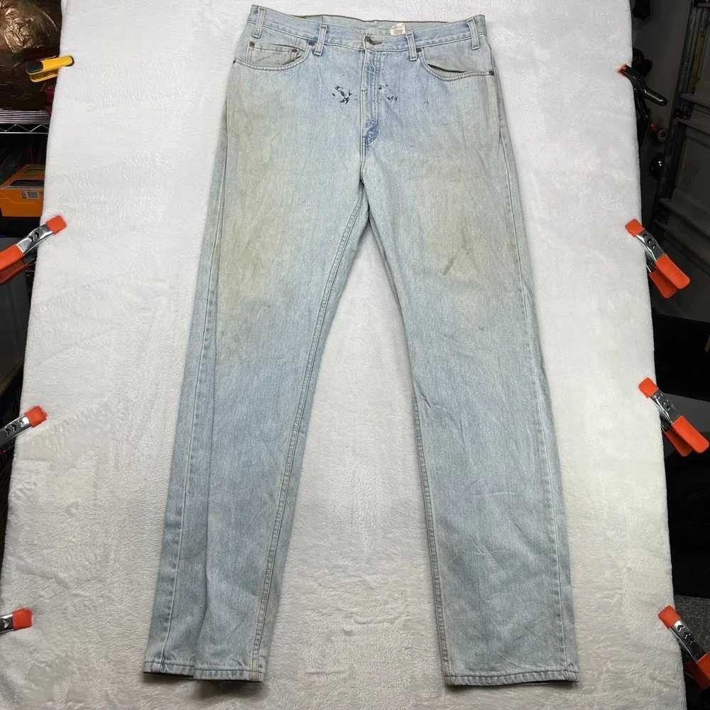 VTG Levi's 505 Regular Fit Straight Leg Jeans Men's Blue Denim Zip Fly - 35X34.5